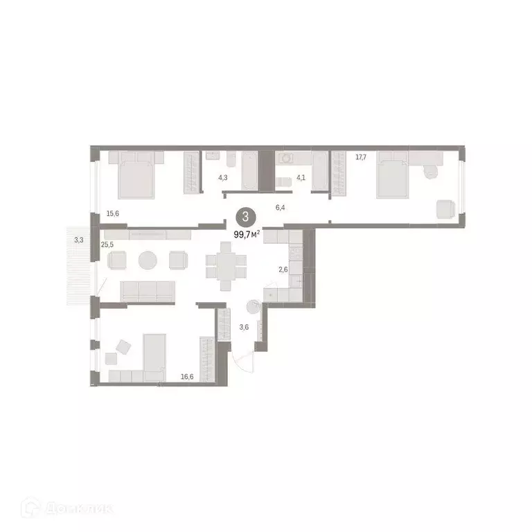 Продаётся 3-к квартира, 99.7 м - Фото 1