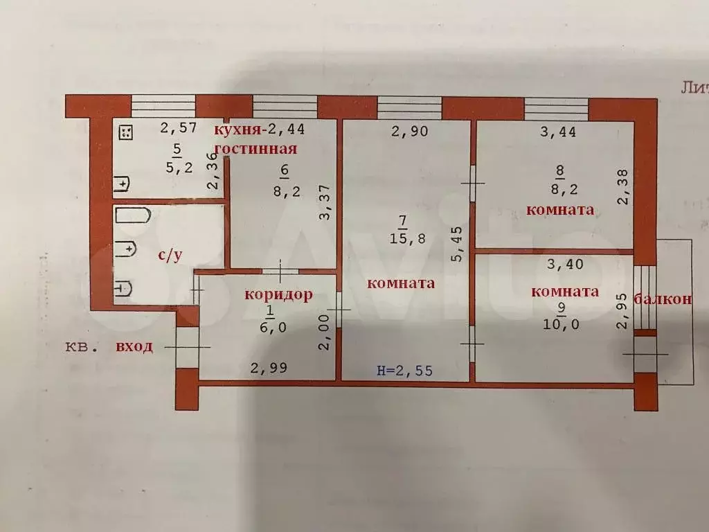 3-к. квартира, 58 м, 5/5 эт. - Фото 0