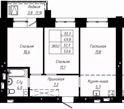 3-к кв. Алтайский край, Барнаул ул. Чернышевского, 189к1 (51.7 м) - Фото 0