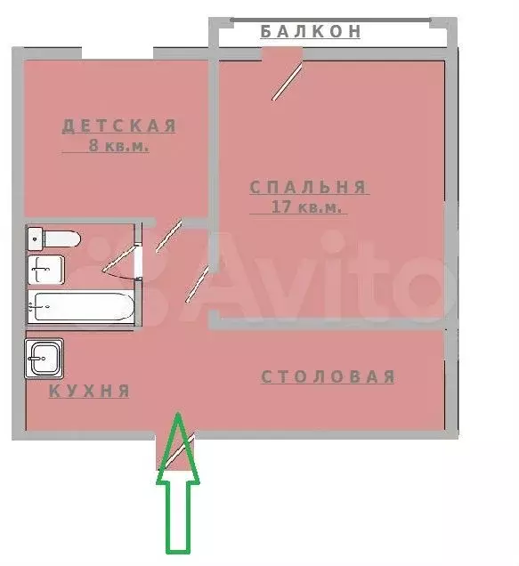 1-к. квартира, 38,9 м, 5/9 эт. - Фото 0