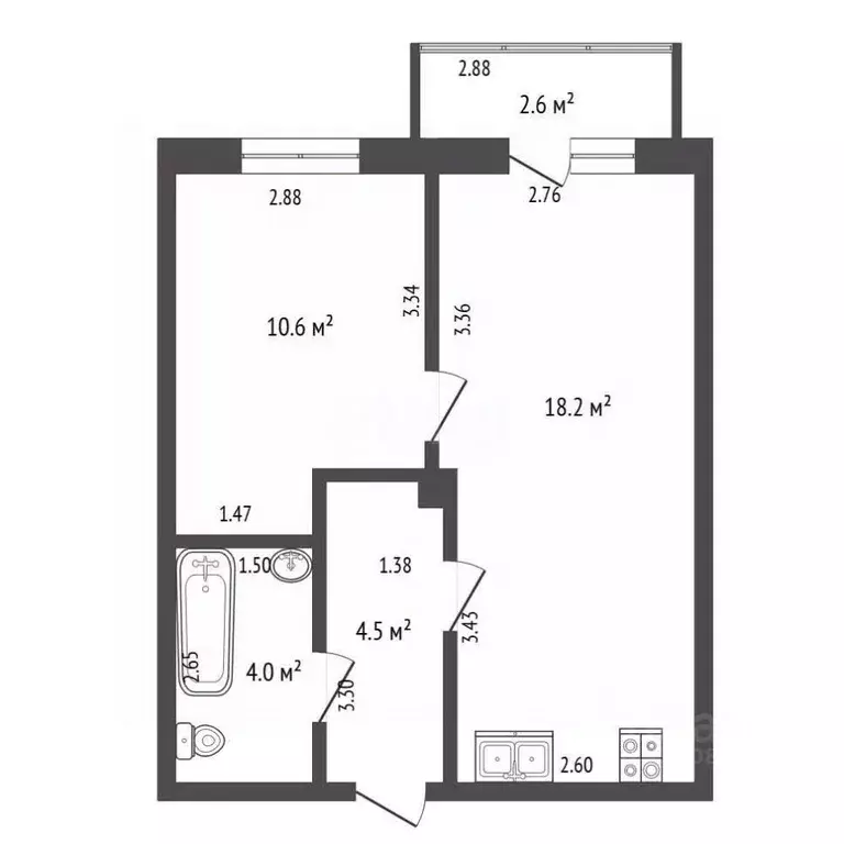 1-к кв. Ханты-Мансийский АО, Ханты-Мансийск Комсомольская ул., 56 ... - Фото 2