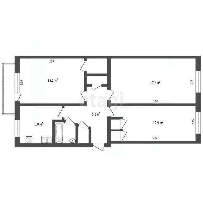 3-к кв. Вологодская область, Вологда Благовещенская ул., 76 (61.3 м) - Фото 2