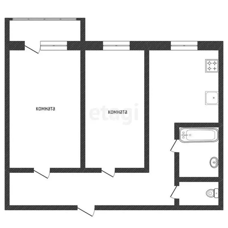 2-комнатная квартира: Курган, улица Бурова-Петрова, 98Г (50.2 м) - Фото 0