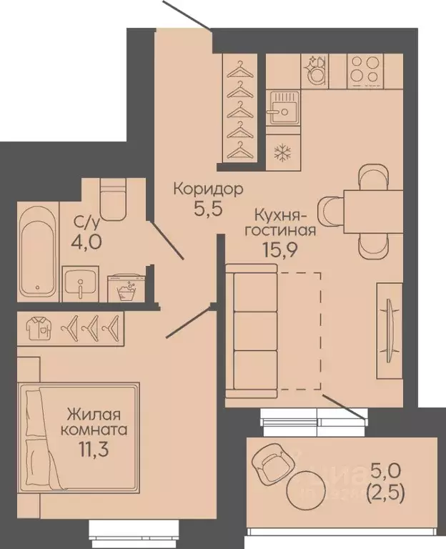 1-к кв. Волгоградская область, Волгоград Трехгорная ул., 27 (39.2 м) - Фото 1