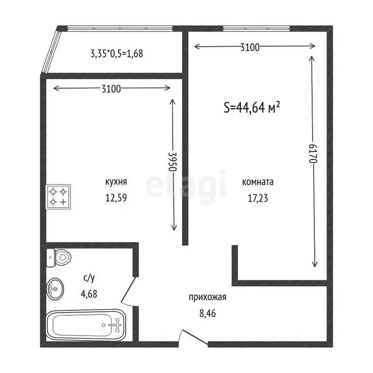 1-комнатная квартира: Краснодар, Ростовское шоссе, 30/7 (44.64 м) - Фото 0