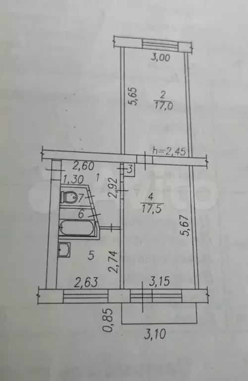 2-к. квартира, 49,1 м, 4/5 эт. - Фото 0