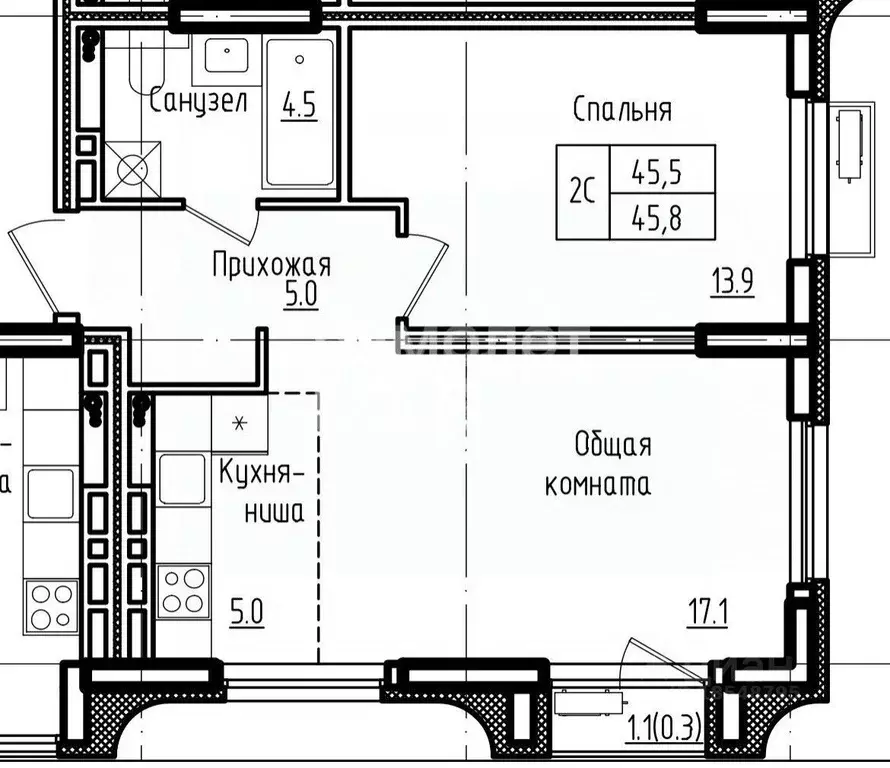 1-к кв. Алтайский край, Барнаул ул. Имени В.Т. Христенко, 2к3 (45.8 м) - Фото 1