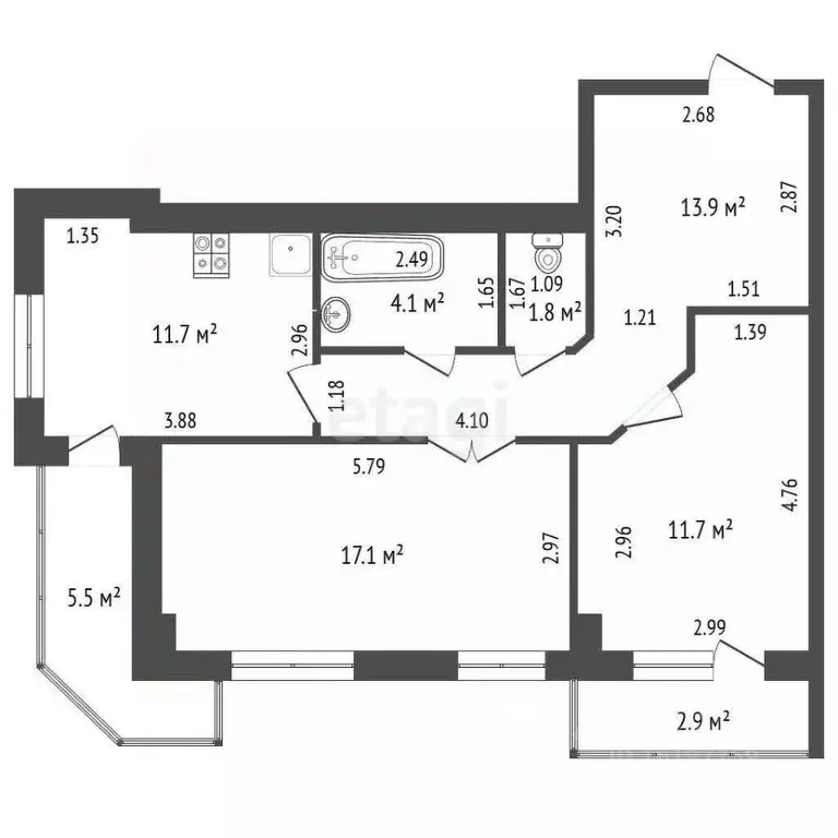 2-к кв. Саха (Якутия), Якутск ул. Свердлова, 2Б (60.3 м) - Фото 2