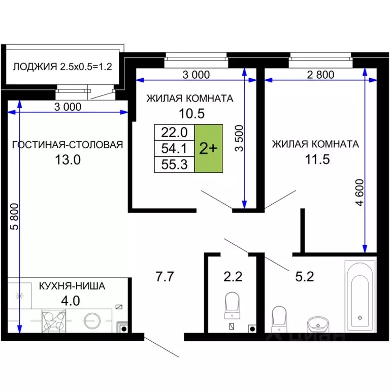 2-к кв. краснодарский край, краснодар ул. летчика позднякова, 2к22 . - Фото 0