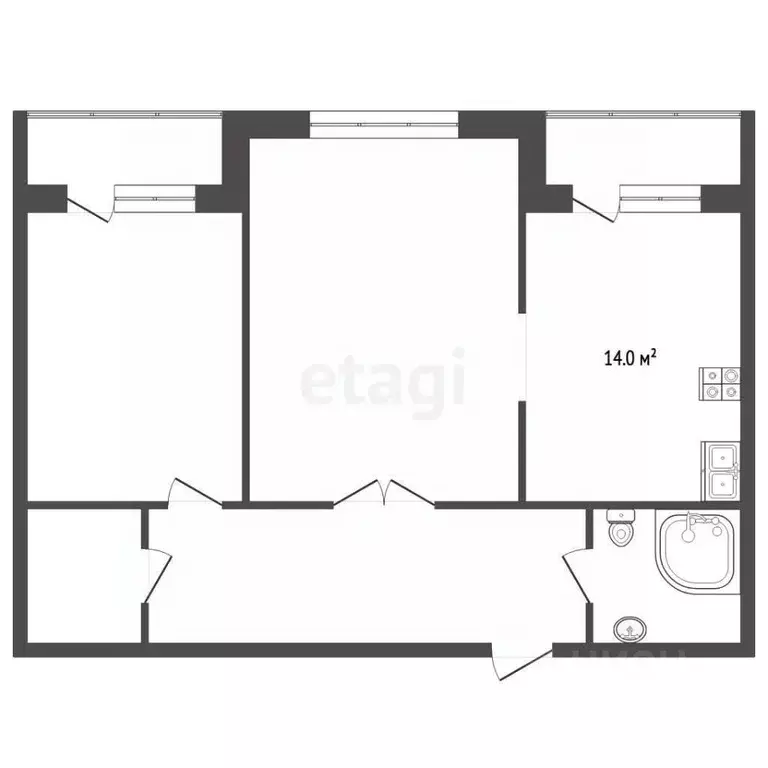 2-к кв. Калининградская область, Калининград Пролетарская ул., 74Б ... - Фото 2