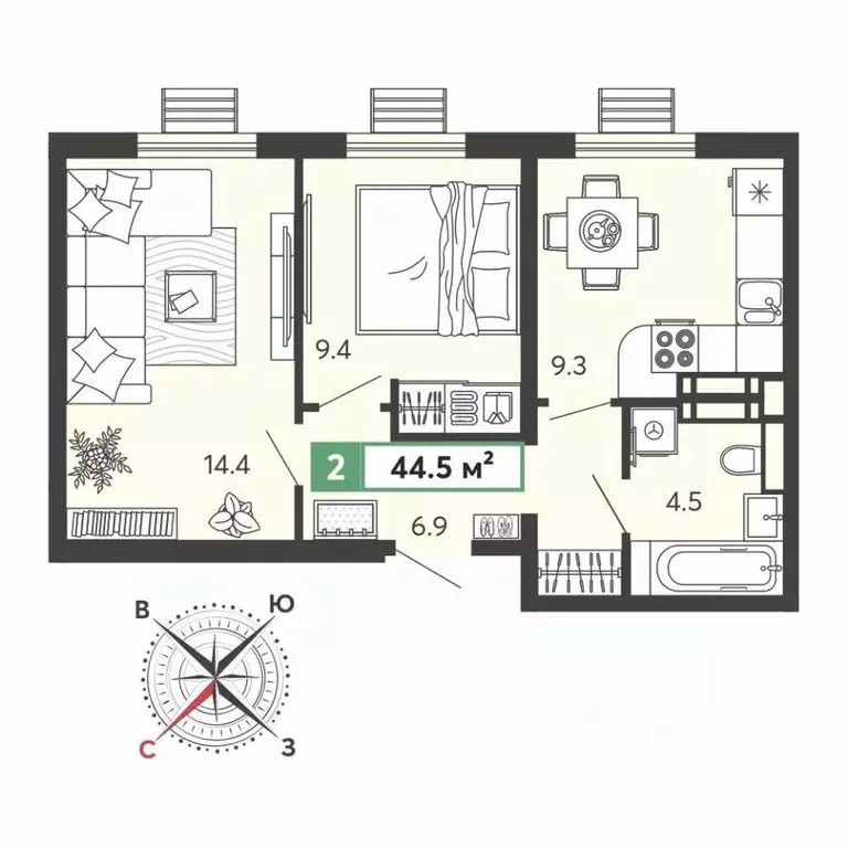 2-к кв. Пензенская область, Пензенский район, Засечный сельсовет, с. ... - Фото 1