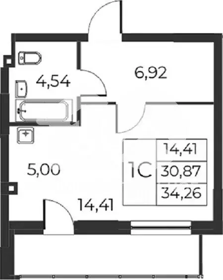 Квартира-студия: Новосибирск, улица Гоголя, 222 (34.26 м) - Фото 0
