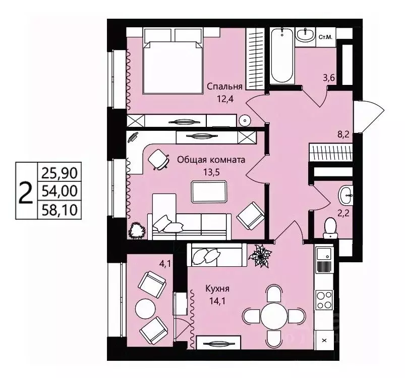 2-к кв. Мордовия, Саранск Юбилейный жилрайон, 3-й мкр, Новая История ... - Фото 1
