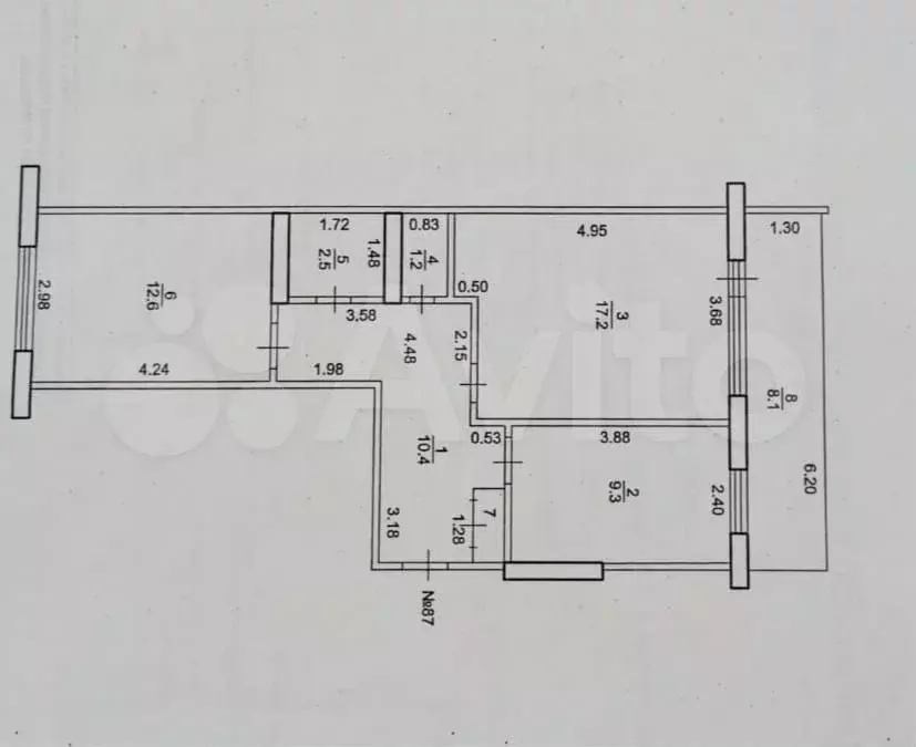 2-к. квартира, 56,3 м, 4/5 эт. - Фото 0