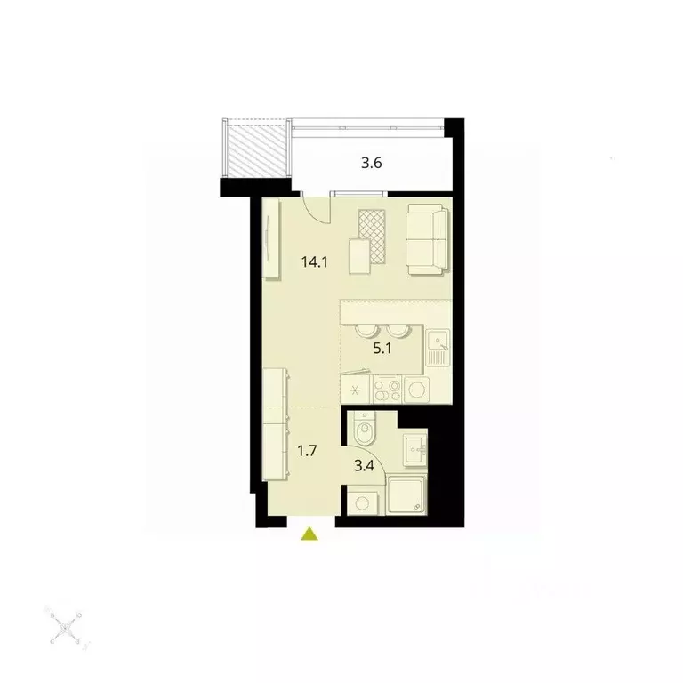 Студия Новосибирская область, Новосибирск Беринг жилой квартал,  ... - Фото 1