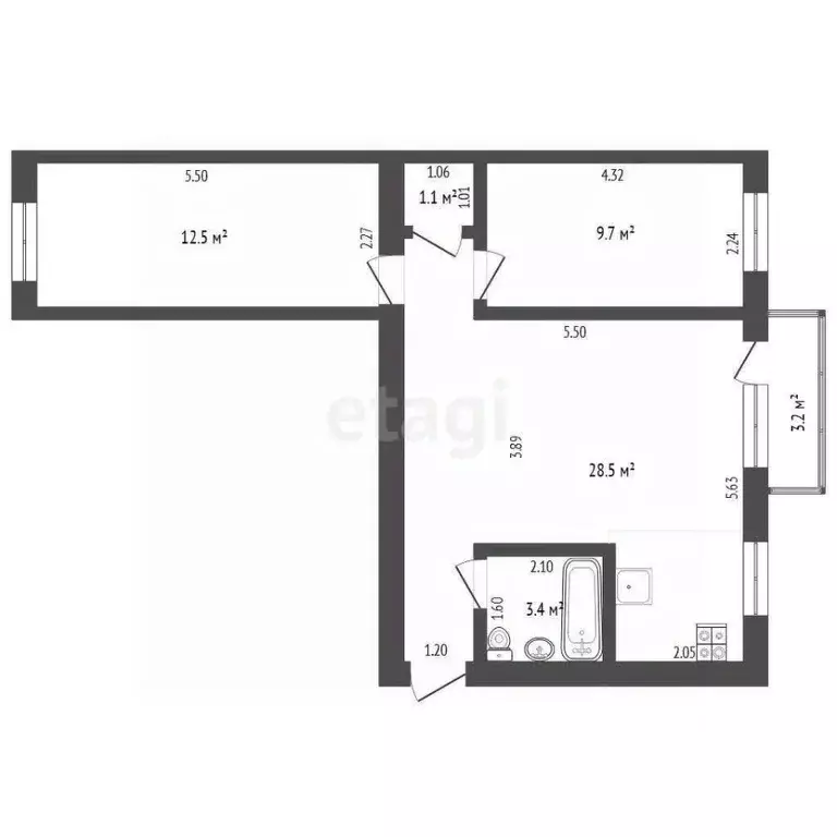 2-к кв. Тюменская область, Тюмень ул. Мельникайте, 90А (54.5 м) - Фото 1