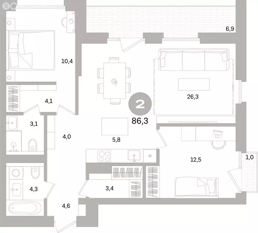 2-комнатная квартира: Санкт-Петербург, Василеостровский район, ЖК ... - Фото 2