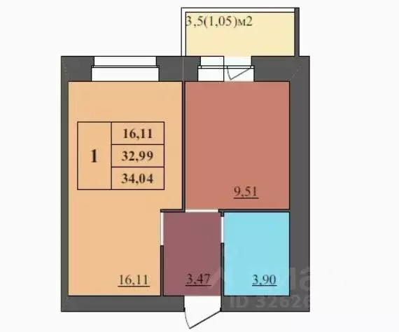 1-к кв. Ярославская область, Ярославль ул. Малая Норская, 3 (34.04 м) - Фото 2