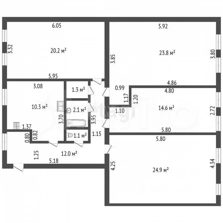 4-к. квартира, 110 м, 5/5 эт. - Фото 0