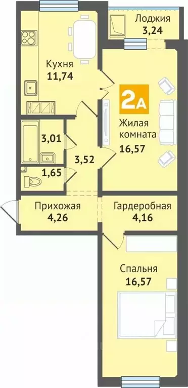 2-к кв. Марий Эл, Медведево городское поселение, Медведево пгт ул. ... - Фото 0