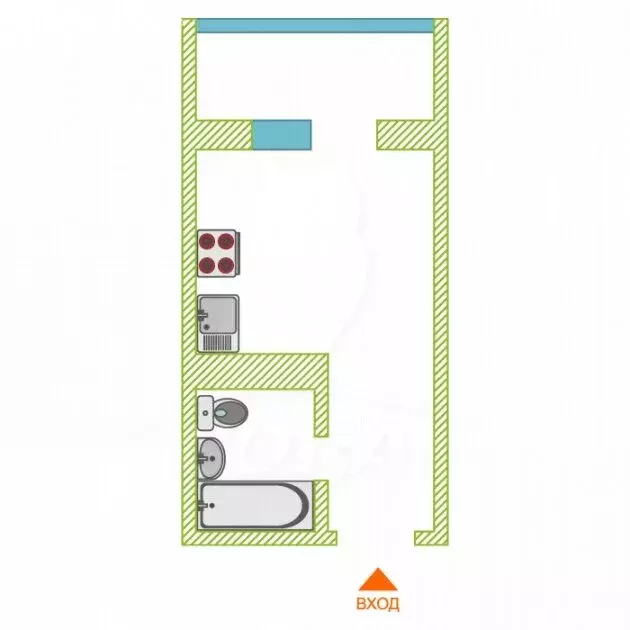 Квартира-студия: Тюмень, Интернациональная улица, 199к4 (18 м) - Фото 0