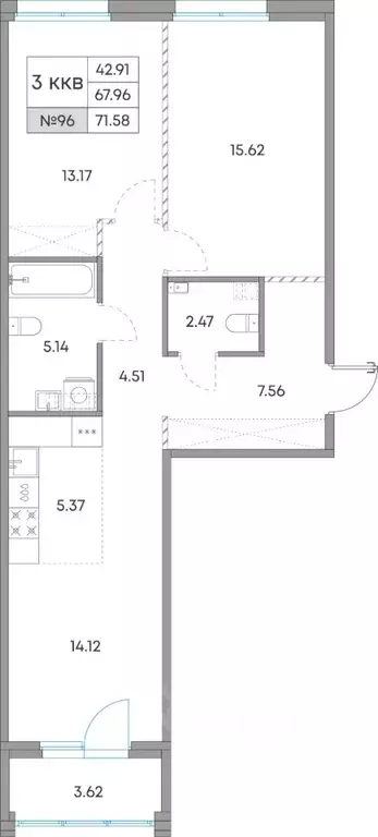 3-к кв. Карелия, Петрозаводск Александровский Завод тер.,  (71.58 м) - Фото 1