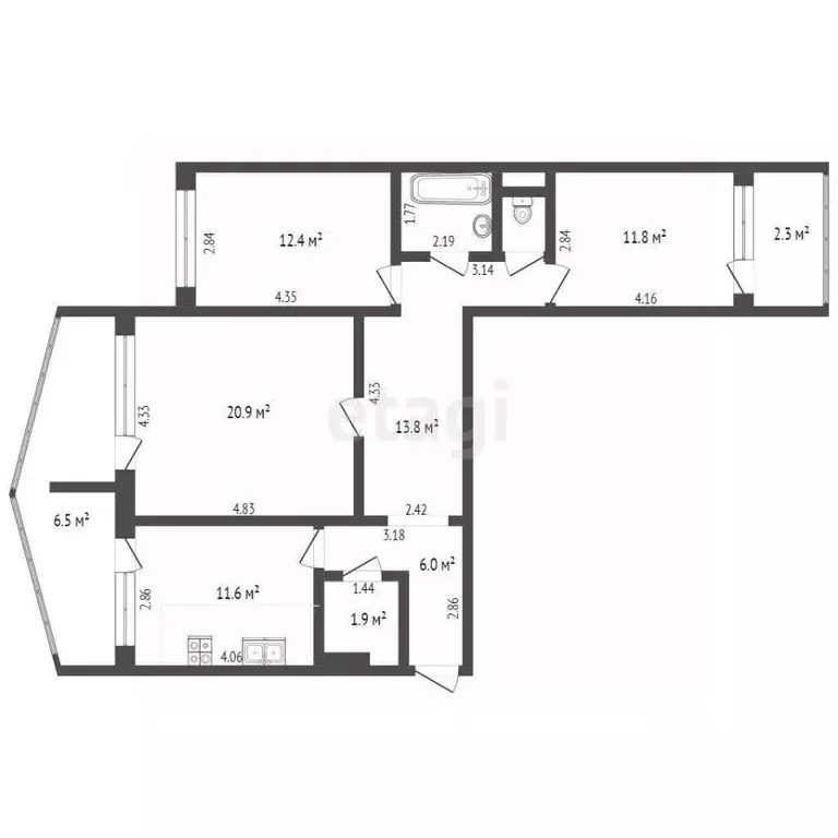 3-к кв. Ростовская область, Аксай Садовая ул., 22к3 (90.0 м) - Фото 2
