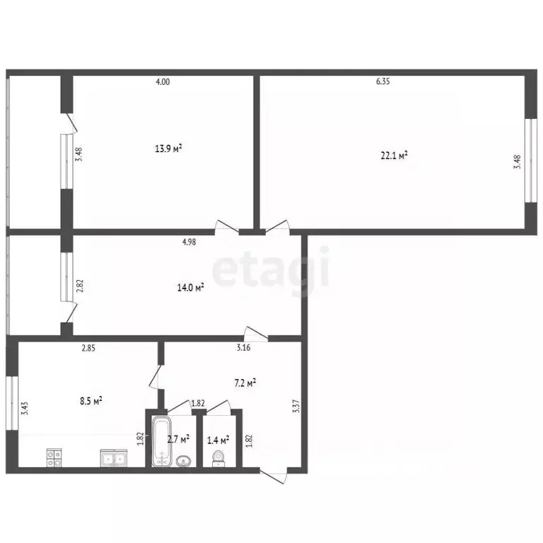 3-к кв. Вологодская область, Сокол Советская ул., 49 (73.3 м) - Фото 2