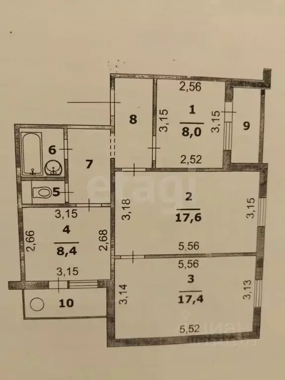 3-к кв. Белгородская область, Белгород бул. Юности, 39 (63.8 м) - Фото 1