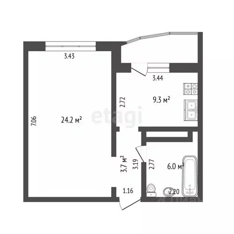 1-к кв. Тюменская область, Тюмень Кремлевская ул., 110к1 (43.5 м) - Фото 1