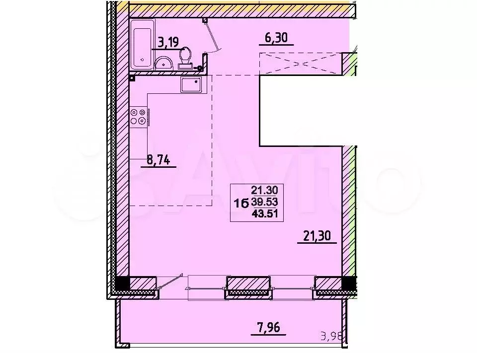 1-к. квартира, 47 м, 2/3 эт. - Фото 1