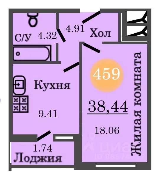 1-к кв. Калининградская область, Калининград ул. Генерал-фельдмаршала ... - Фото 0