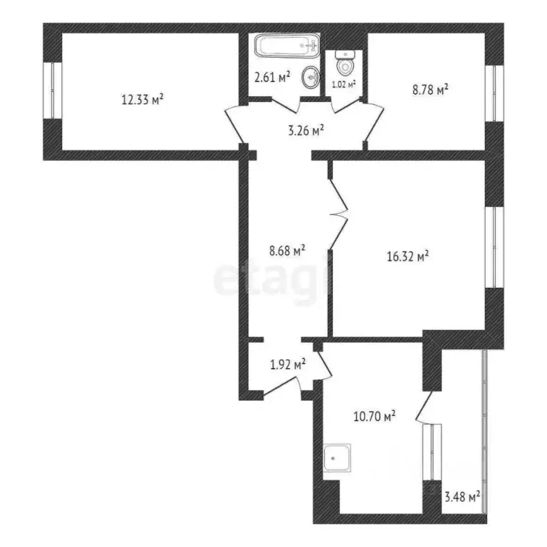 3-к кв. Красноярский край, Красноярск ул. Дмитрия Мартынова, 18 (65.3 ... - Фото 2