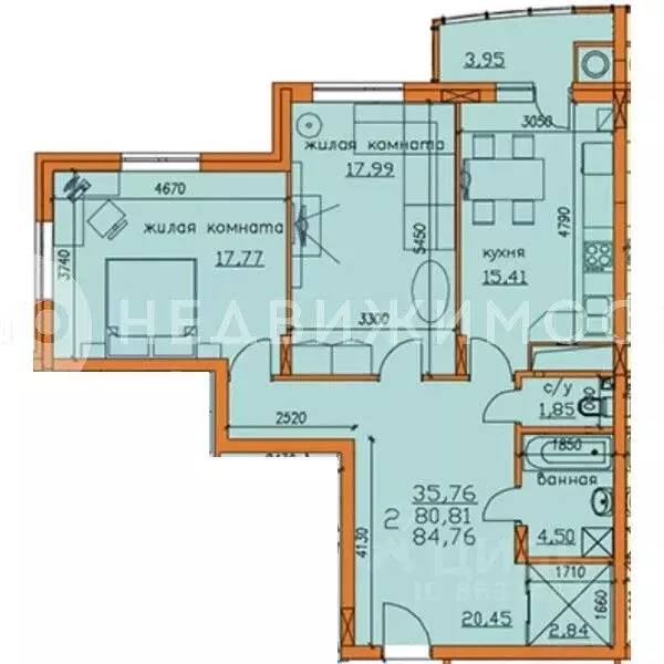 2-к кв. Рязанская область, Рязань Октябрьская ул., 65к1 (80.3 м) - Фото 1