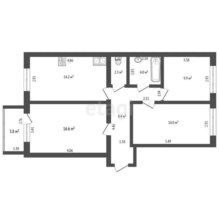 3-комнатная квартира: Омск, улица Завертяева, 18к11 (71.4 м) - Фото 1