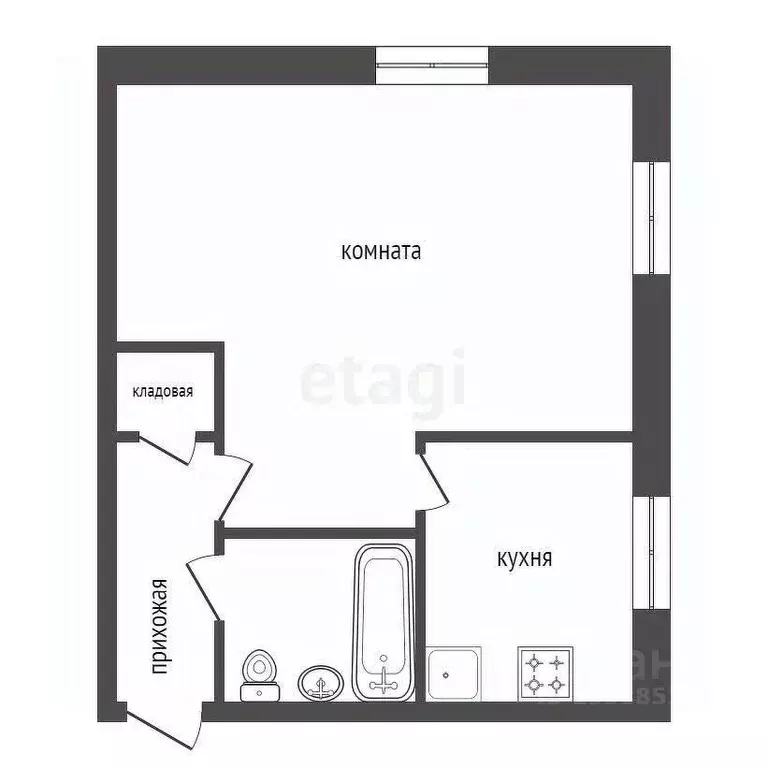 1-к кв. Красноярский край, Красноярск Кольцевая ул., 28 (30.9 м) - Фото 2