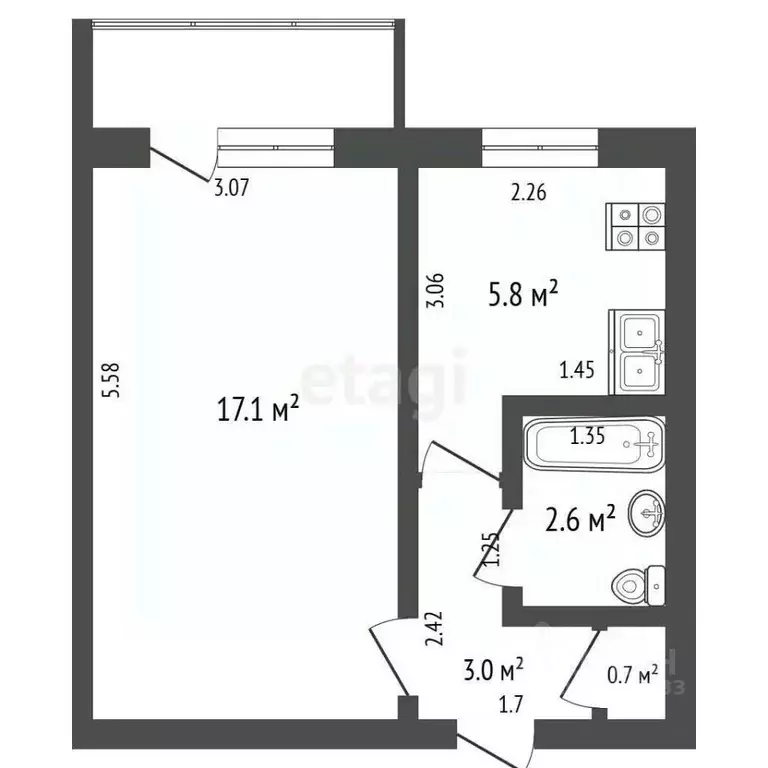 1-к кв. Крым, Красноперекопск 10-й мкр, 2 (29.2 м) - Фото 2