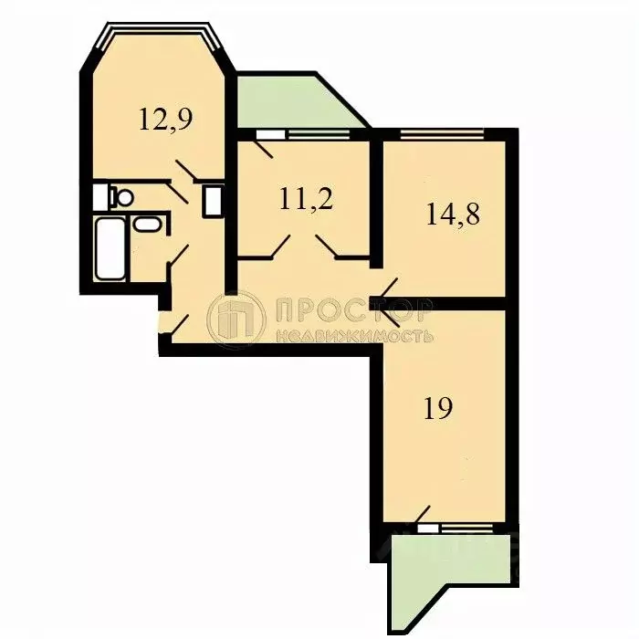 3-к кв. Москва Ивовая ул., 6к2 (57.0 м) - Фото 2