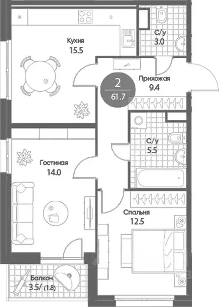 2-к кв. Новосибирская область, Кольцово рп Счастье в Кольцово жилой ... - Фото 2
