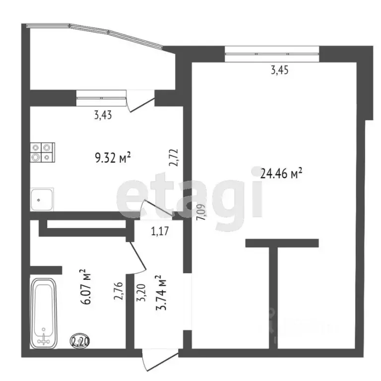 1-к кв. Тюменская область, Тюмень Широтная ул., 170к4 (43.0 м) - Фото 2