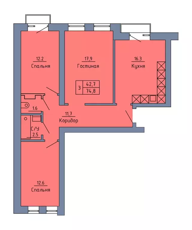 Продаётся 3-к квартира, 75 м - Фото 0