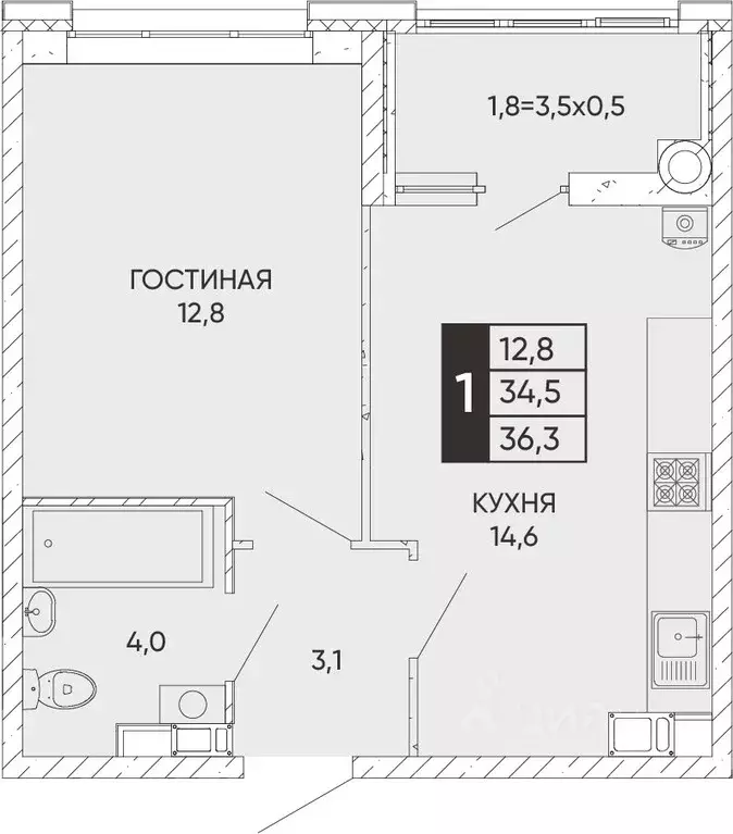 1-к кв. Ростовская область, Ростов-на-Дону Левобережная ул., 6/6с1 ... - Фото 0