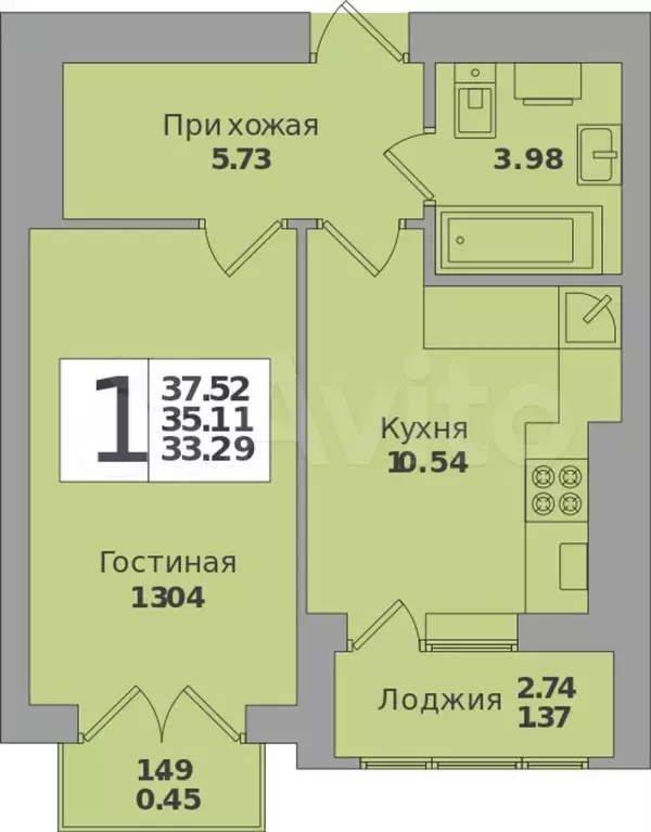 1-к. квартира, 37,5 м, 8/8 эт. - Фото 0