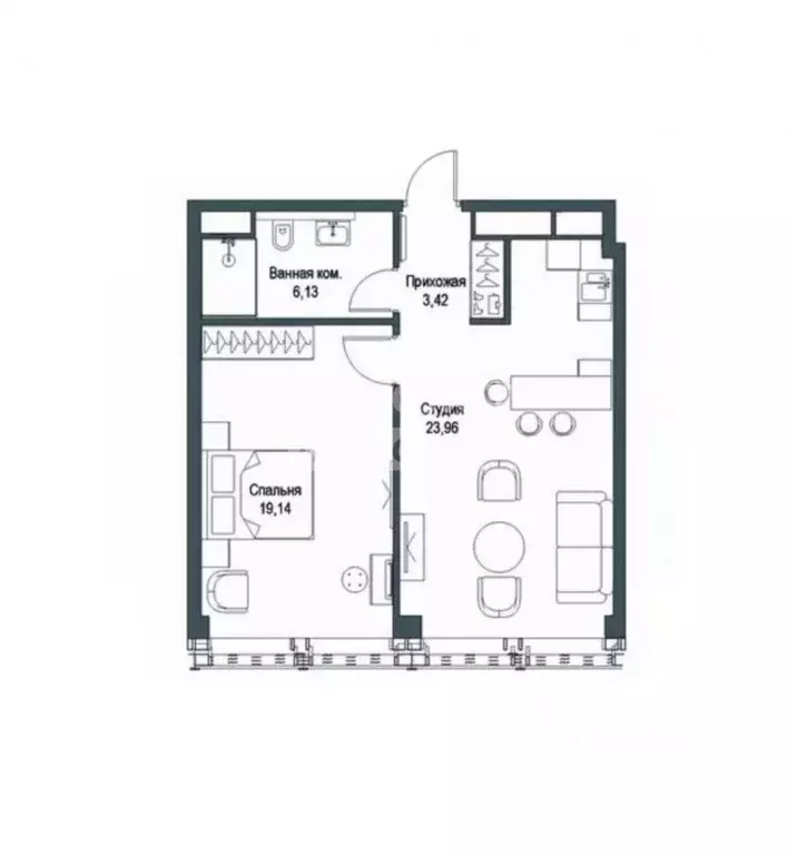 2-к кв. Москва Фили Сити жилой комплекс, к5 (52.65 м) - Фото 2