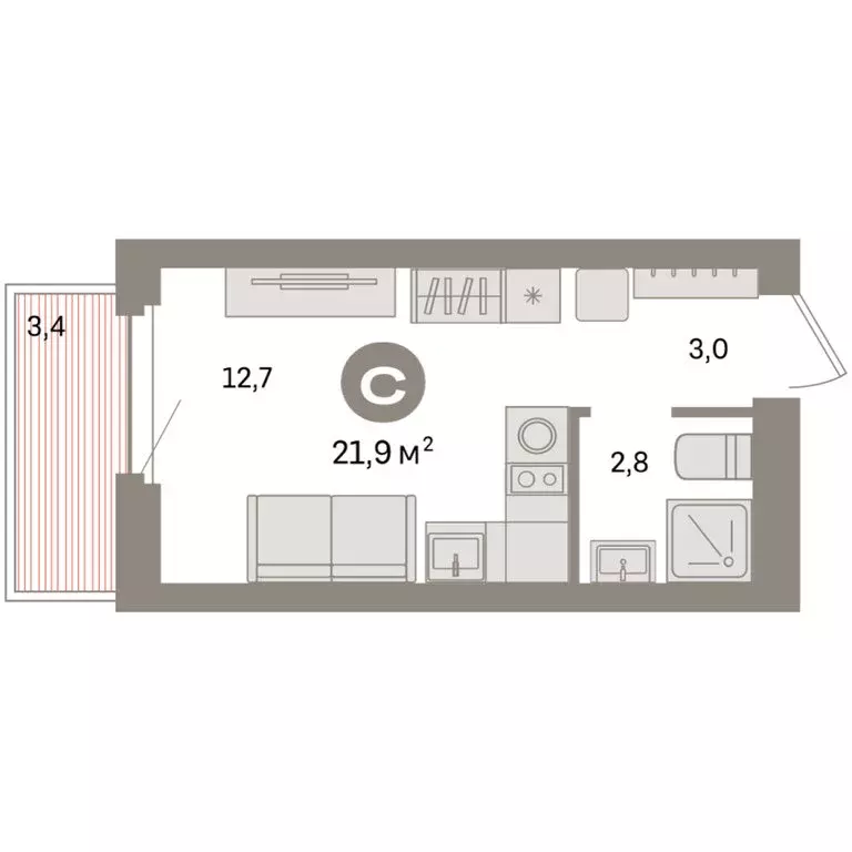 Квартира-студия: Екатеринбург, жилой район Сортировочный, микрорайон ... - Фото 1
