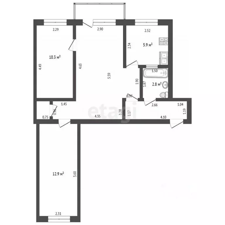 3-к кв. Калининградская область, Балтийск просп. Ленина, 103 (57.8 м) - Фото 2