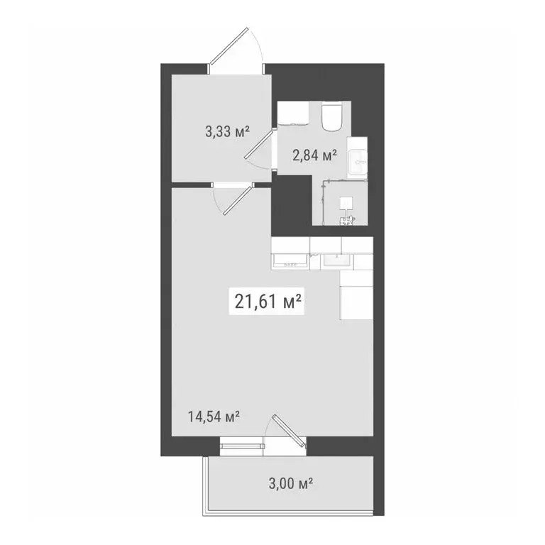 Квартира-студия: Бугры, Петровский бульвар, 28 (21.61 м) - Фото 0