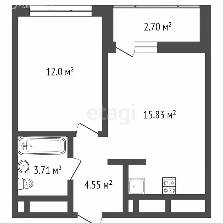 1-комнатная квартира: Тюмень, улица Андрея Приказнова, 7 (35.85 м) - Фото 0