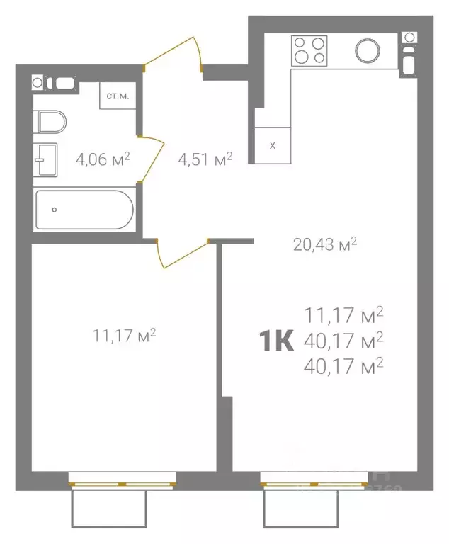 1-к кв. Нижегородская область, Нижний Новгород Ветеринарная ул. (40.17 ... - Фото 2