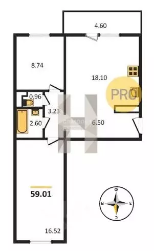 2-к кв. Челябинская область, Челябинск ул. Александра Шмакова, 39 ... - Фото 2